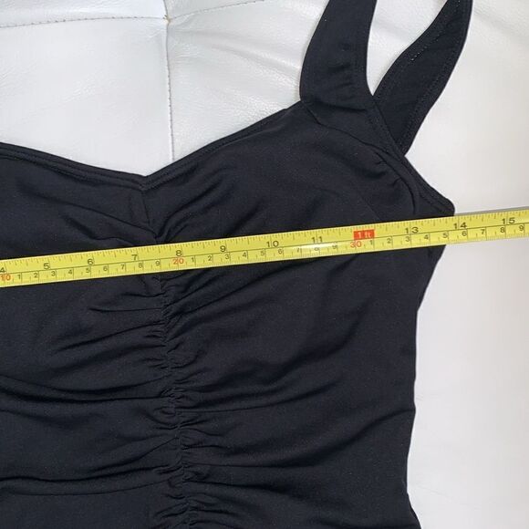 Calypoo Cove Black Center Sorunched Ruffle One Piece Swimsuit Size 10 - Picture 2 of 9